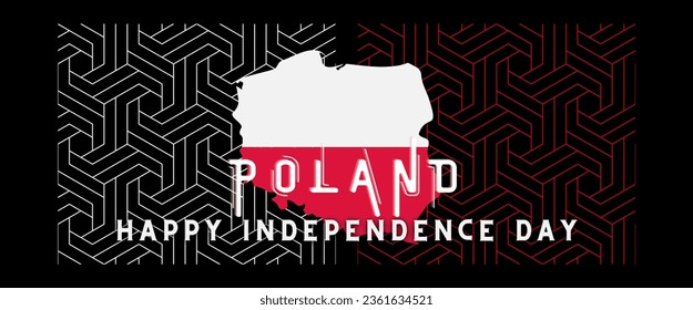 Poland national day banner for independence day anniversary. Flag of poland and modern geometric retro abstract design. Red and white concept.