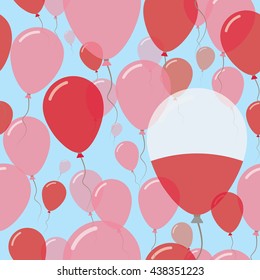 Poland National Day Flat Seamless Pattern. Flying Celebration Balloons in Colors of Polish Flag. Poland Patriotic Background with Celebration Balloons.