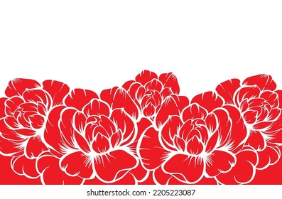 Poland National Flag with abstract red flower elements. Vector abstract flower Poland flag illustration.