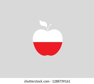 Poland national flag apple shape symbol  decoration