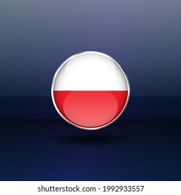 Poland national flag Circle button Icon. Simple flag, official colors and proportion correctly. Flat vector illustration.