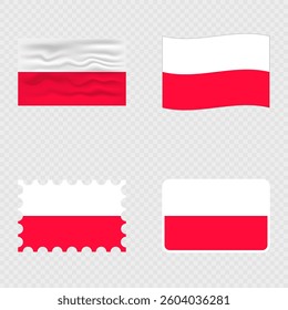 Poland national flag in four different styles.