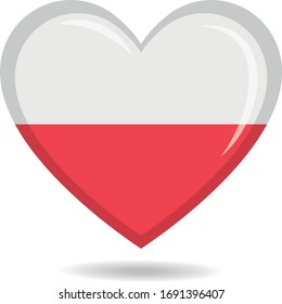 Poland national flag in heart shape vector illustration
