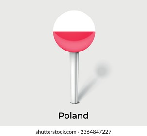 Poland national flag map marker pin icon illustration