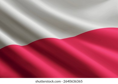 Poland national flag waving in the wind, realistic detailed silk texture