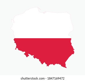 Poland National Map with flag illustration