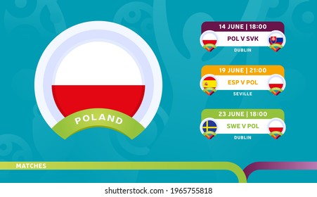 partidos de la selección nacional de polonia en la etapa final del Campeonato de Fútbol 2020. Ilustración vectorial de los partidos de fútbol 2020.