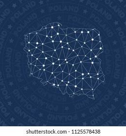 Poland network style country map. Adorable space style, modern design for infographics or presentation.