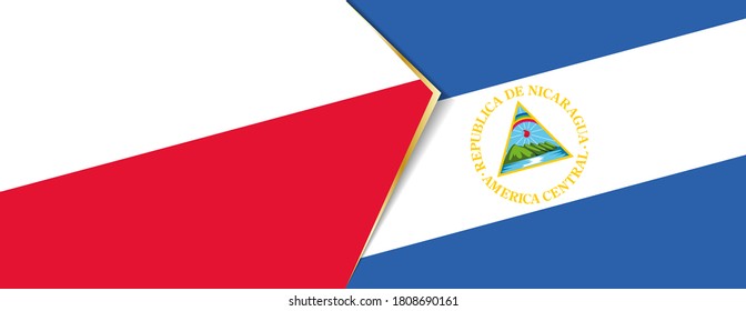 Banderas de Polonia y Nicaragua, dos banderas vectoriales símbolo de relación o enfrentamiento.