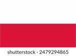 Poland official flag vector with standard size and proportion. National flag emblem with accurate size and colors.
