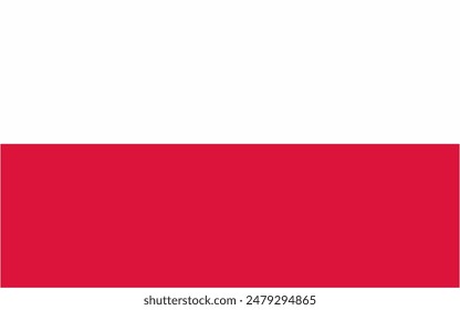 Vector de bandera oficial de Polonia con tamaño y proporción estándar. Emblema de la bandera nacional con tamaño y colores precisos.