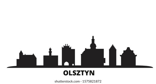 Poland, Olsztyn city skyline isolated vector illustration. Poland, Olsztyn travel black cityscape