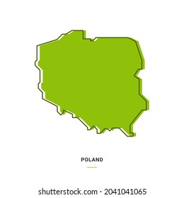 Poland Outline Map with Green Colour. Modern Simple Line Cartoon Design - EPS 10 Vector
