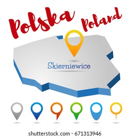 Poland outline map, Skierniewice, vector illustration
