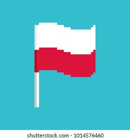 Poland Pixel flag. Pixelated banner Polish. political bit icon. Vector illustration