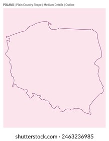 Poland plain country map. Medium Details. Outline style. Shape of Poland. Vector illustration.