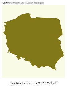 Poland plain country map. Medium details. Solid style. Shape of Poland. Vector illustration.