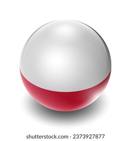 Poland (POL) Polish Nation Flag 2.5D Isometric View, Glossy Sphere Design, Flag Symbol Icon, Button Presentation Element Template Isolated on White Background