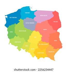 Poland political map of administrative divisions