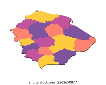 Poland political map of administrative divisions - voivodeships. Isometric 3D blank vector map in four colors scheme.