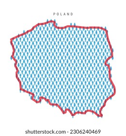 Landkarte der polnischen Bevölkerung. Stockfiguren der polnischen Bevölkerung Karte mit fett roten durchsichtigen Landgrenzen. Muster von Männern und Frauen Symbole. Einzige Vektorgrafik. Bearbeitbarer Strich.