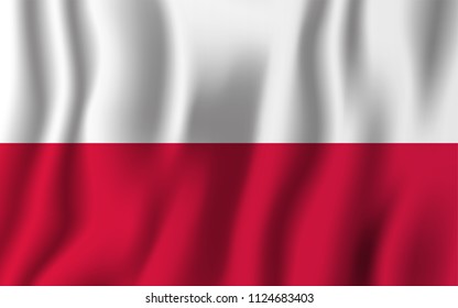 Poland realistic waving flag vector illustration. National country background symbol. Independence day.