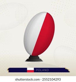 Poland Rugby Ball on Rugby Kicking Tees with Modern Design. Illustration perfect for sports, national pride, and rugby-related projects.