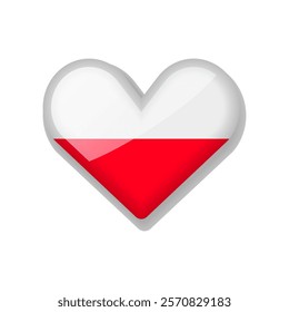 Poland - Shiny Flag in the Form of Heart. Vector Illustration.