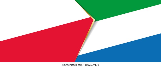 Polen und Sierra Leone Flaggen, zwei Vektorflaggen Symbol für Beziehung oder Konfrontation.