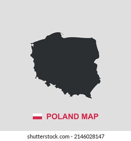 Poland Simple Map Black And White Vector Icon.