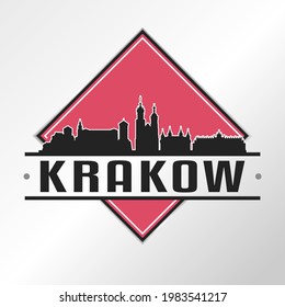 Kraków, Poland Skyline Logo. Adventure Landscape Design Vector City Illustration Vector illustration.