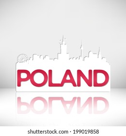 Poland Skyline silhouette card vector design on white background.