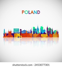 Poland skyline silhouette in colorful geometric style. Symbol for your design. Vector illustration.