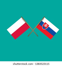 Poland and Slovakia crossed flags.Language learning or travel concept
