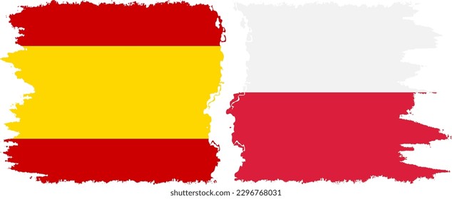Poland and Spain grunge flags connection, vector