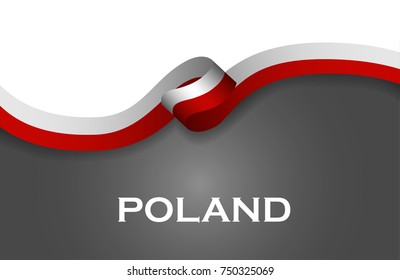 Poland sport style flag ribbon classic style. Vector Illustration