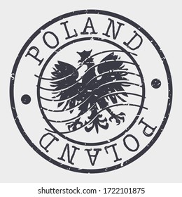 Poland Stamp Postal. A Flag Silhouette Seal. Passport Round Design. Emblema Vector Icon Design Retro Travel.