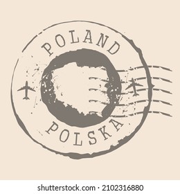 Poland Stamp Postal. Map Silhouette rubber Seal.  Design Retro Travel. Seal of Map Poland grunge  for your web site design, app, UI.  EPS10.