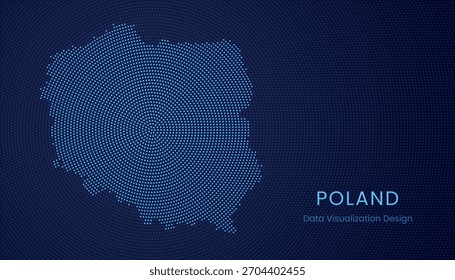 Poland stylized dotted map in modern circular data tech visualization concept.