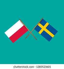 Poland and Sweden crossed flags.Language learning or travel concept