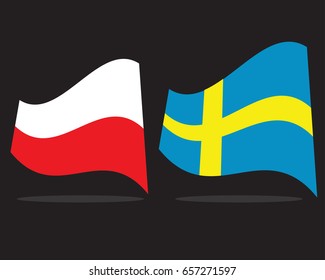Poland Sweden world flag vector