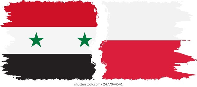 Poland and Syria grunge flags connection, vector