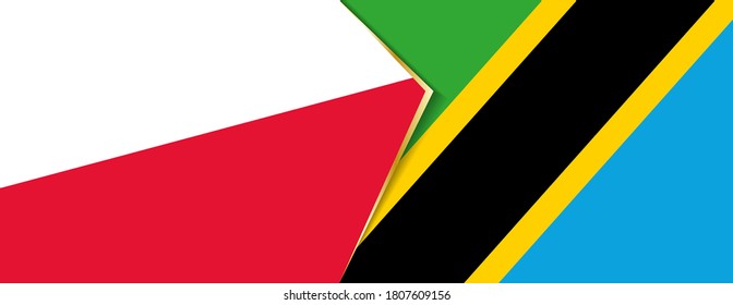 Poland and Tanzania flags, two vector flags symbol of relationship or confrontation.