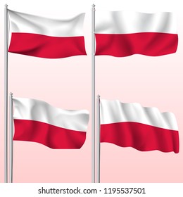 Poland textile waving flag isolated vector illustration