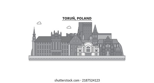 Poland, Torun city skyline isolated vector illustration, icons