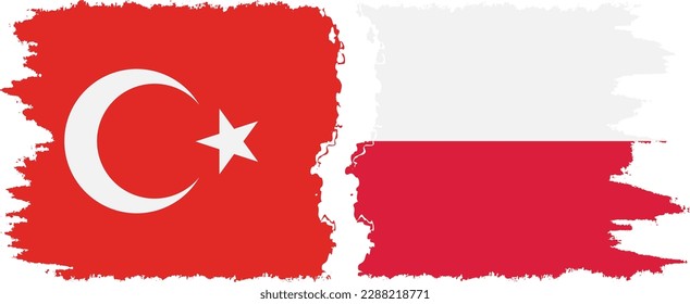 Conexión de banderas de grifo de Polonia y Turquía, vector