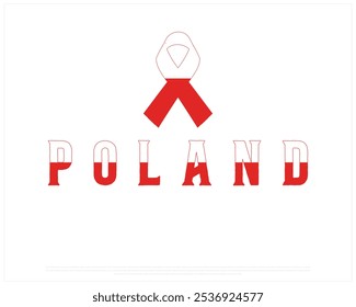 Poland Typography with Ribbon flag on a white background, Editable vector design of Poland typography with flag, National Day Design, Poland day design