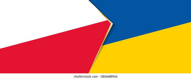 Poland and Ukraine flags, two vector flags symbol of relationship or confrontation.