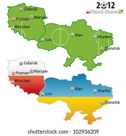 Poland and Ukraine map soccer