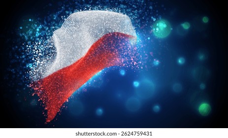 Poland, vector 3d flag with lighting and flares